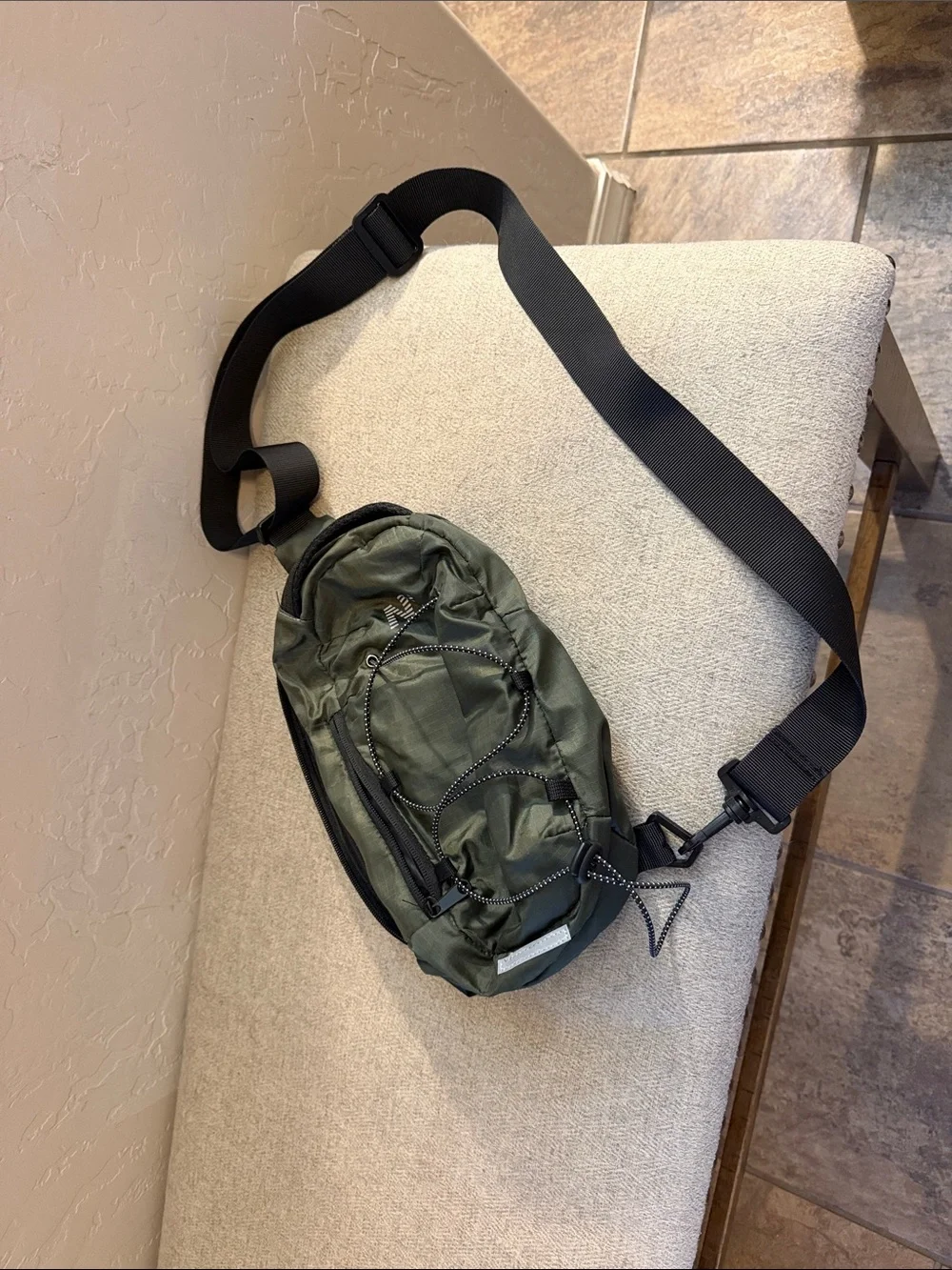 Men's Olive Green Crossbody Sling Bag - Minimal Design
